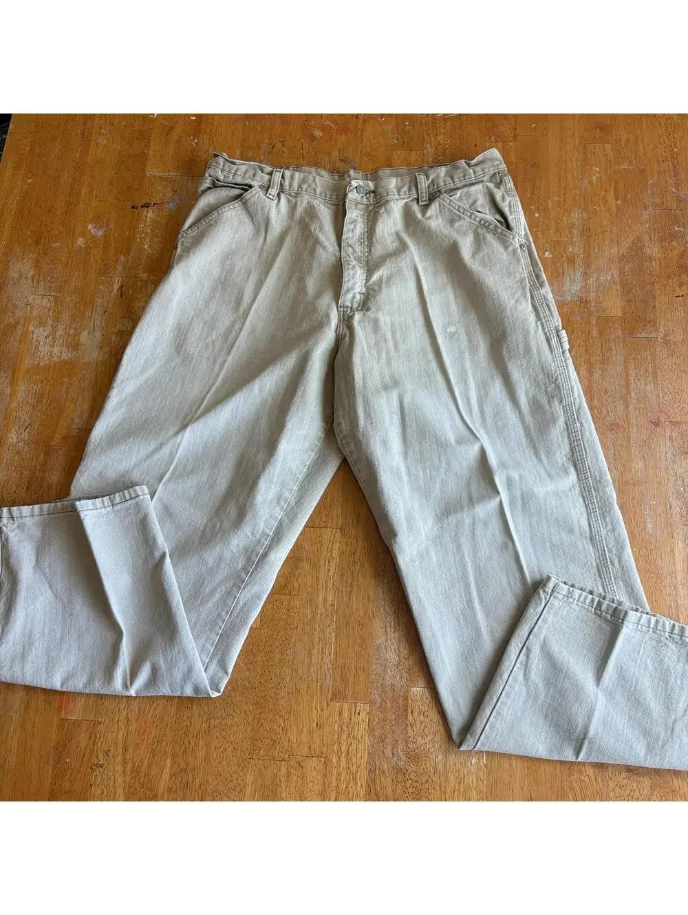 Carpenter Workwear Pants Wrangler 36x30 Fits Like 35X31 Tan Utility Straight Leg